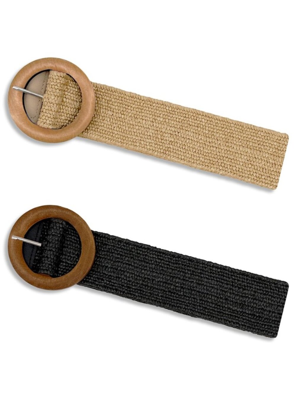 2/4 Pack Straw Woven Elastic Stretchy Waist Belts for Women, Fashion Boho Waist